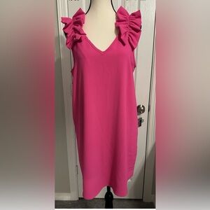 NWOT Entro Hot Pink Ruffle Strap Dress Size Medium